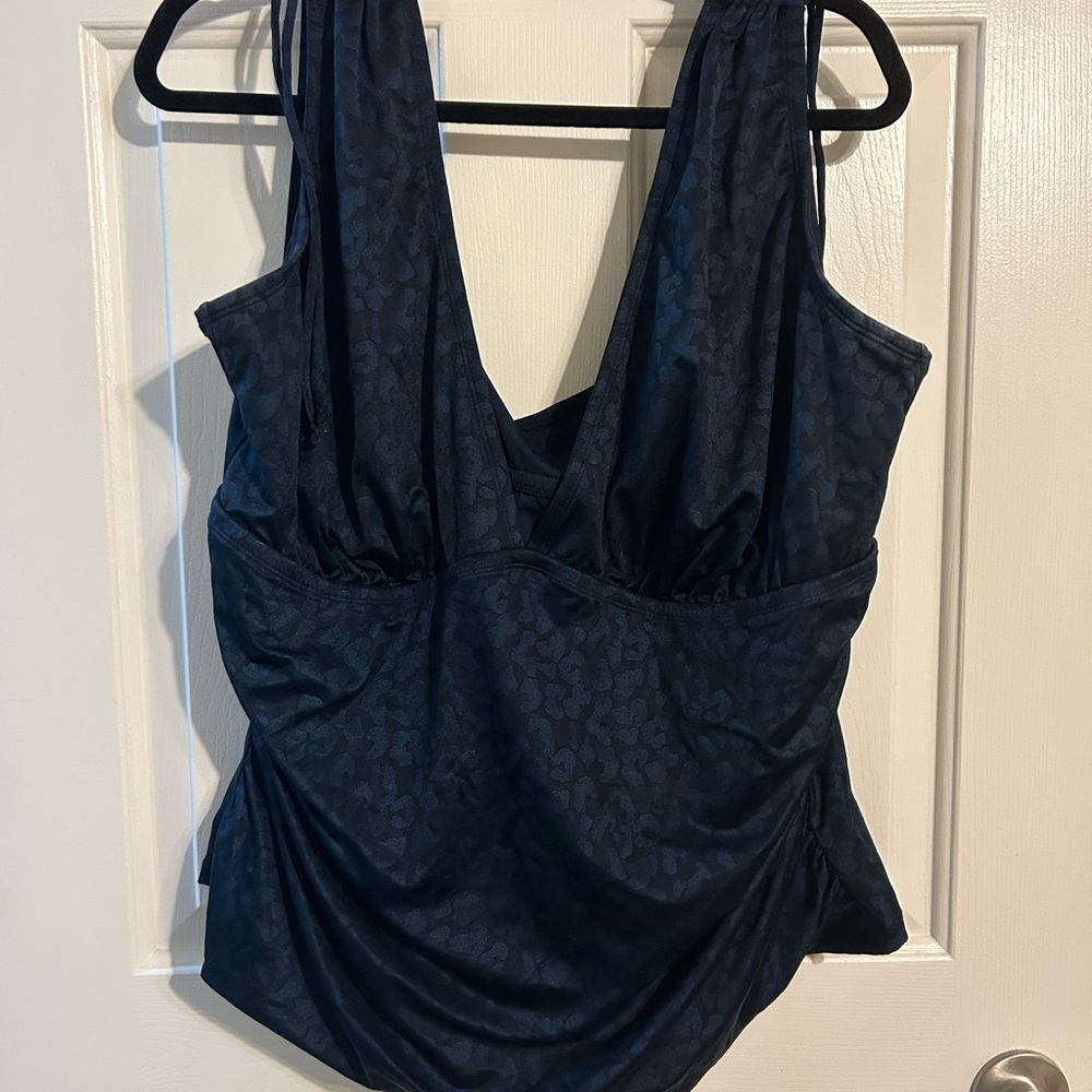 Mynah navy blue leopard print swim tank